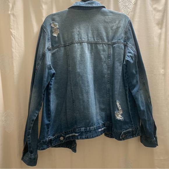 Distressed Oversized Denim Jacket - Picture 2 of 14